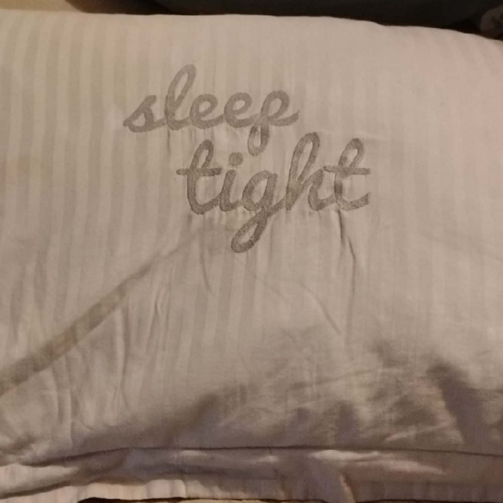 Sleep Tight Embroidered Pillowcase - Beige